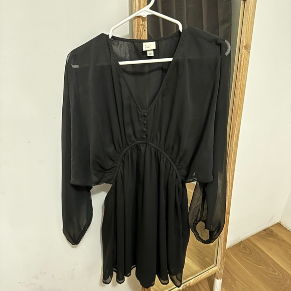 A new day Elegant Black Sheer Sleeve Dress - Picture 2 of 3